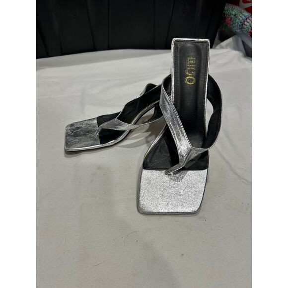 Pre Owned EGO Sandals Heel Height: 3.25" Platform: 0.25" Sliver Size 9 - Picture 1 of 7